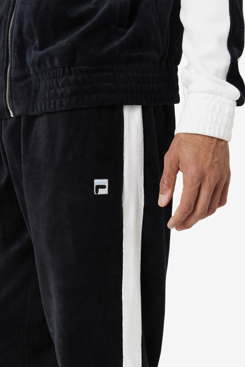 Black / White Men's Fila Brice Velour Pant Pants | j8AR6jcDIE3