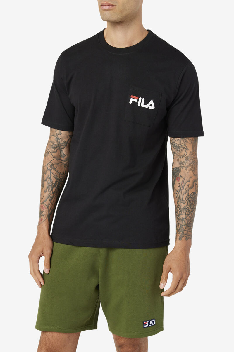 Black / White Men's Fila Curtis Pocket T Shirts | Fw3eeochNCr