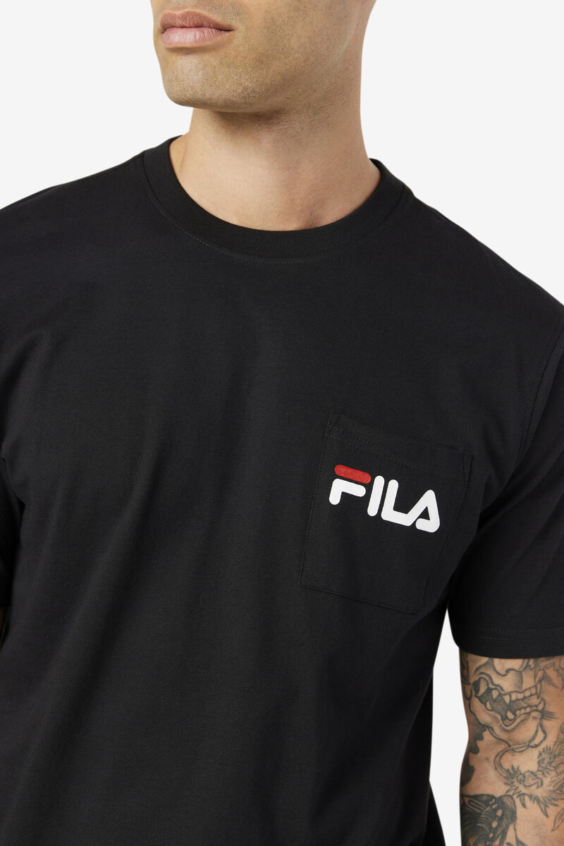 Black / White Men's Fila Curtis Pocket T Shirts | Fw3eeochNCr