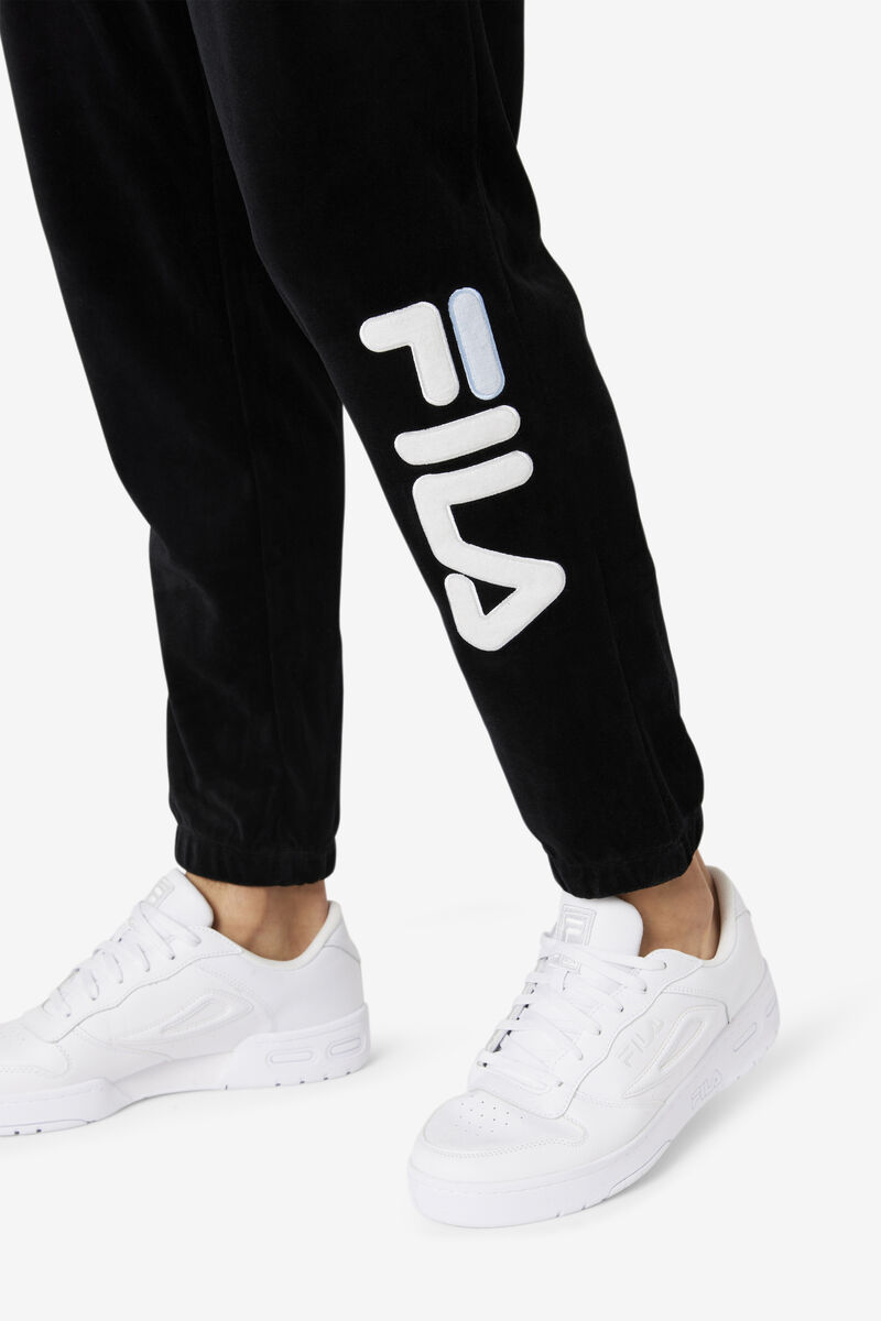 Black / White Men's Fila Mansur Velour Pant Tracksuits | 3oMBKMcukXg