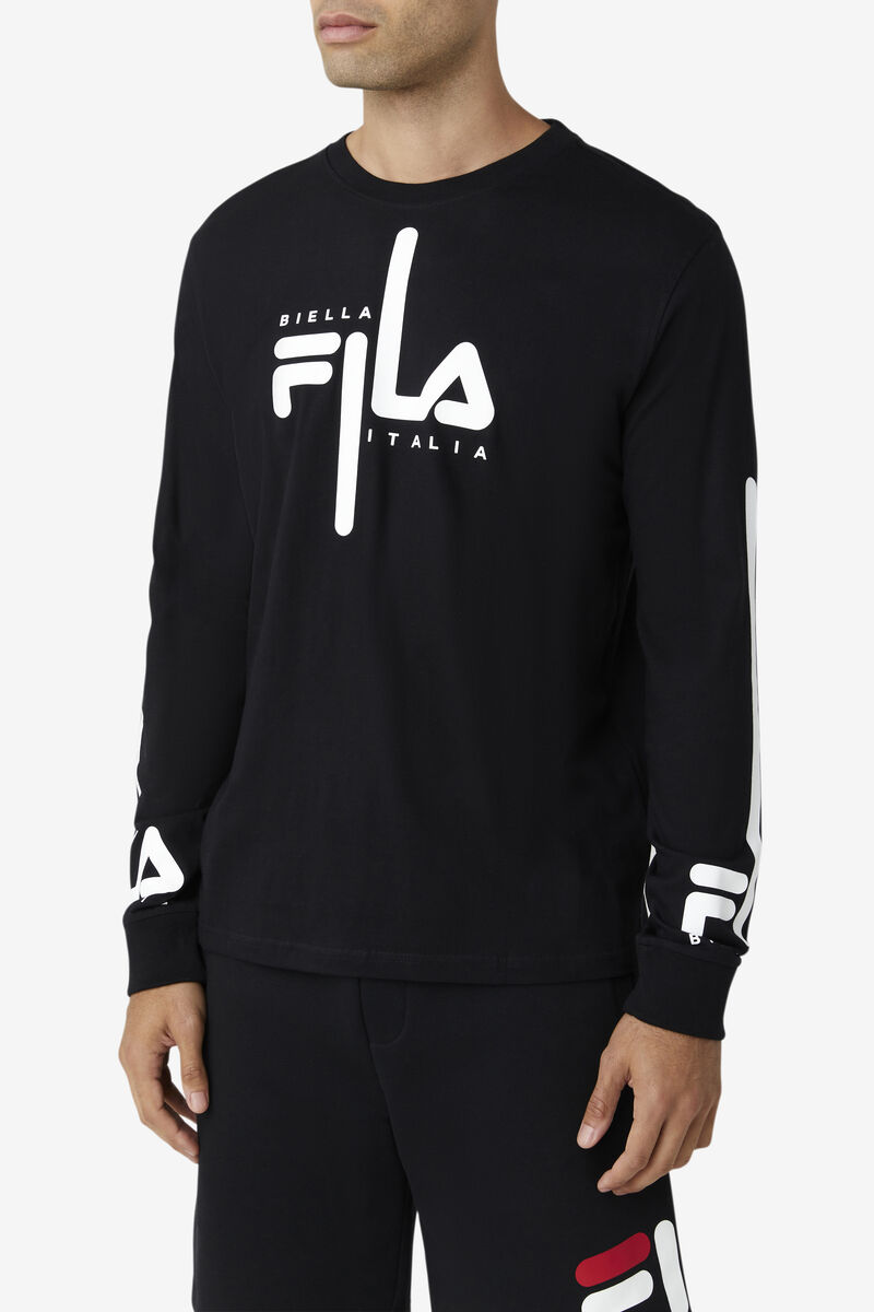 Black / White Men's Fila Martino Long Sleeve T Shirts | NGm4igsCelK