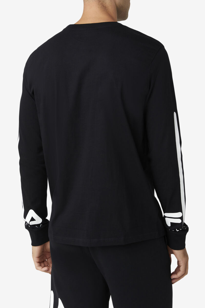 Black / White Men's Fila Martino Long Sleeve T Shirts | NGm4igsCelK