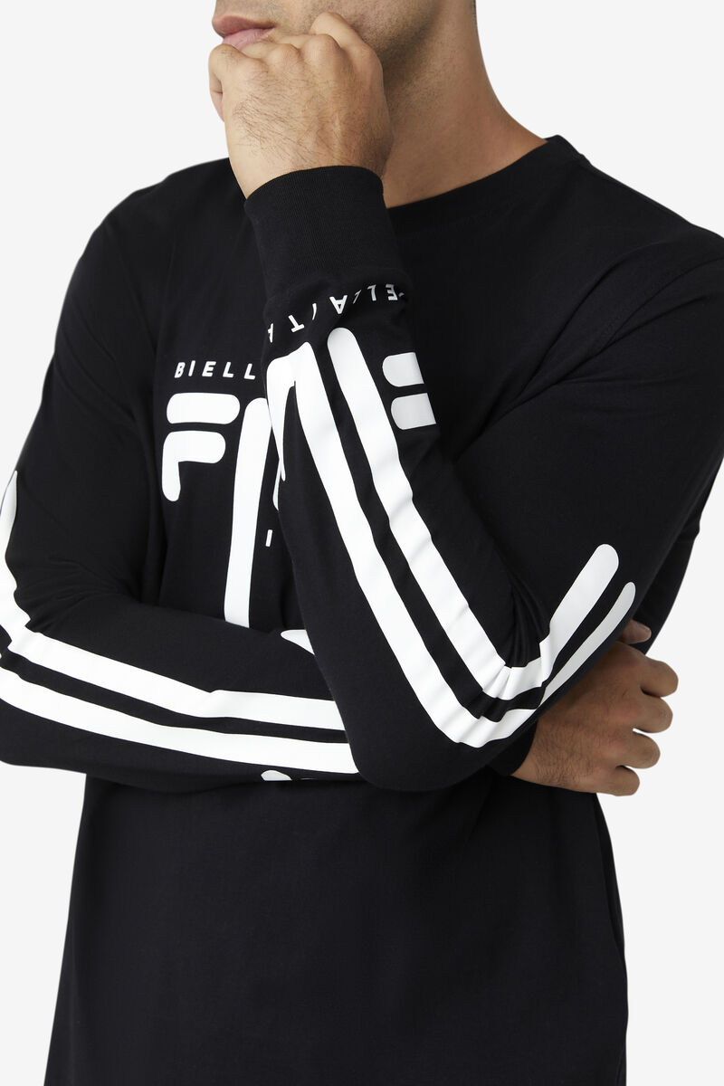 Black / White Men's Fila Martino Long Sleeve T Shirts | NGm4igsCelK