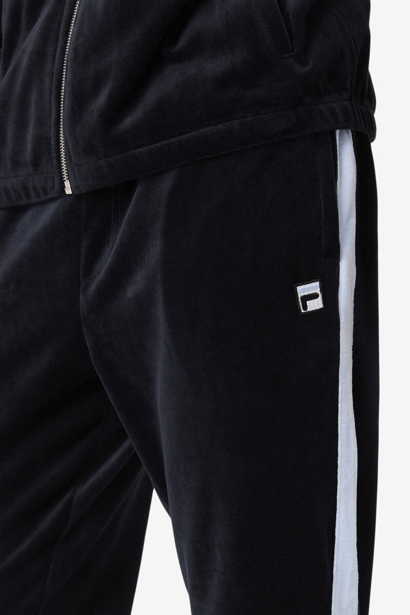 Black / White Men's Fila Ravid Velour Pant Pants | xqdDyKcDann