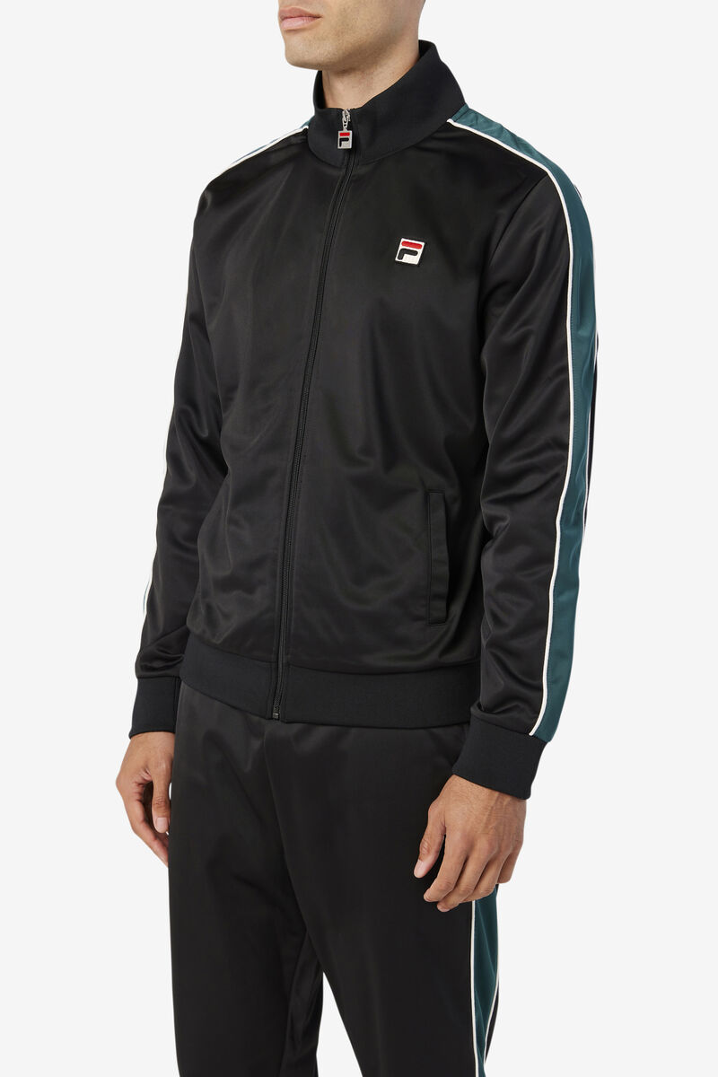 Black / White Men's Fila Wicks Track Jacket Tracksuits | HvJkmhihJVR