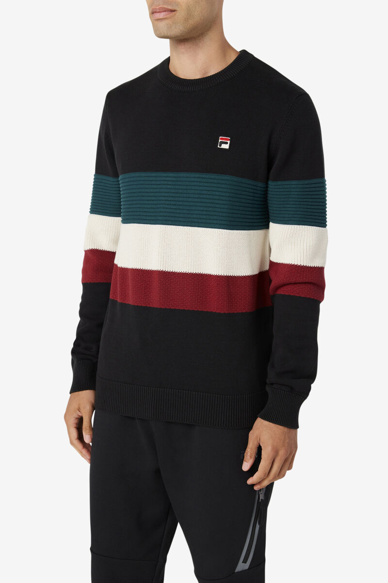 Black / White Men's Fila Willkie Sweater Sweaters | tXbiyFNalls