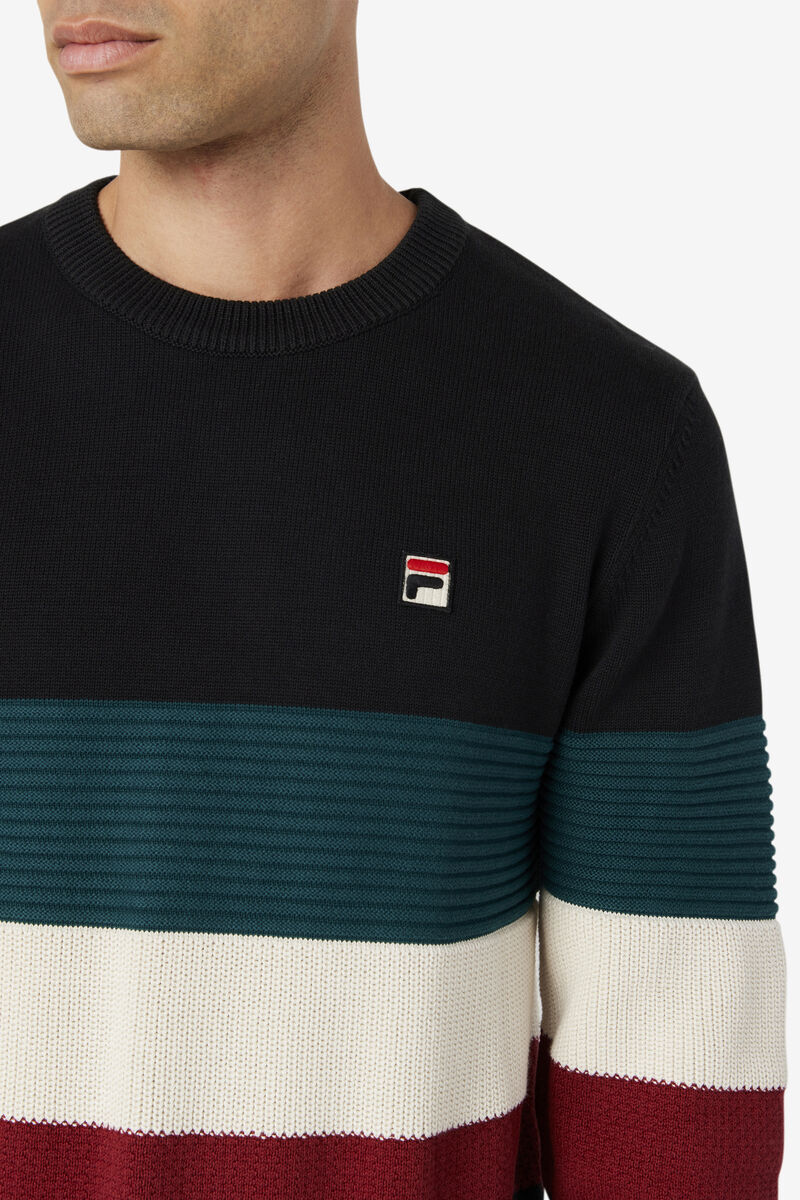 Black / White Men's Fila Willkie Sweater Sweaters | tXbiyFNalls