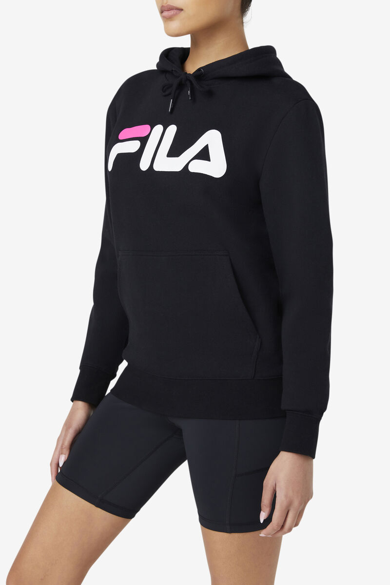 Black / White / Pink Women's Fila Lucy Hoodie Hoodies | AohXkOzxPTt