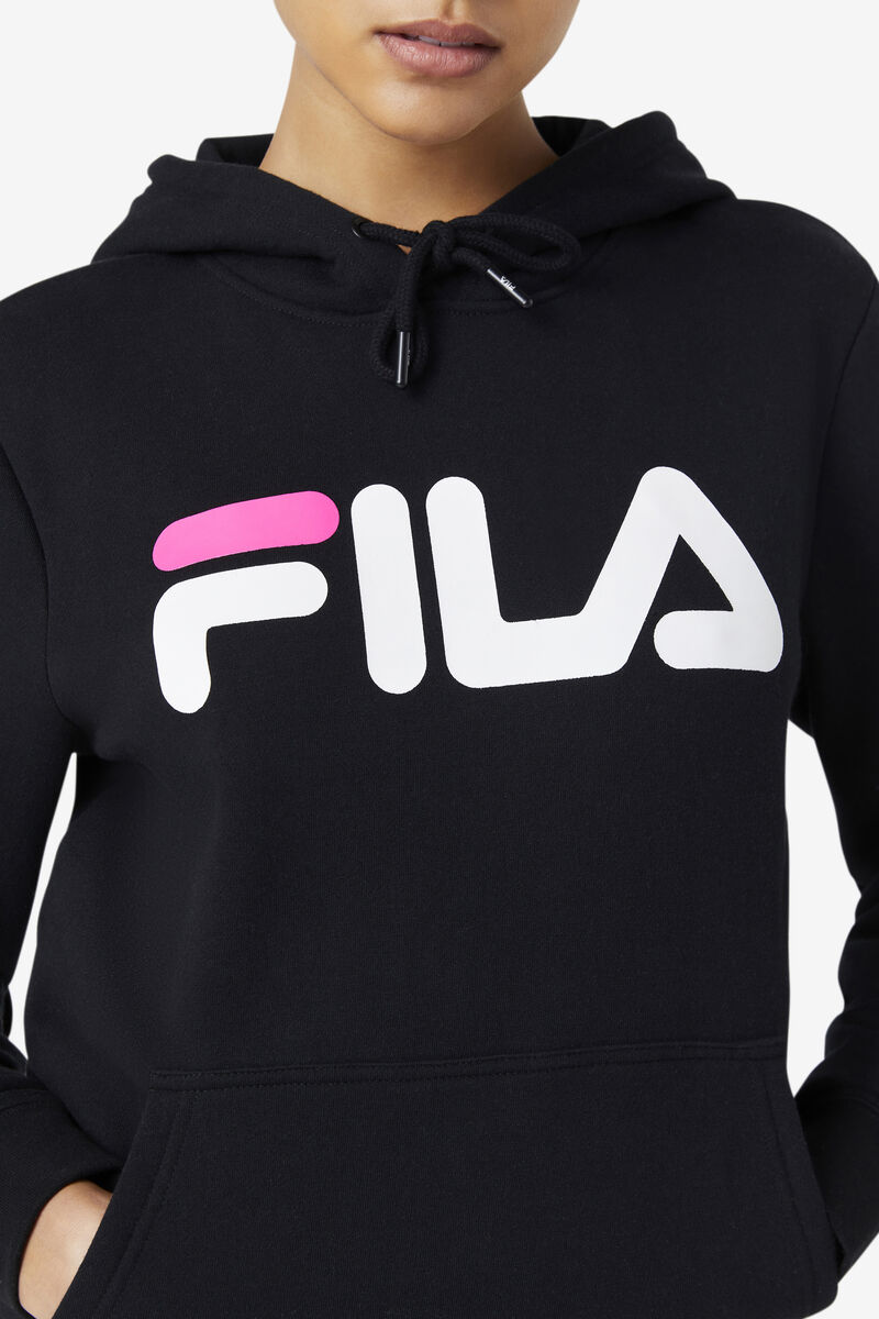 Black / White / Pink Women's Fila Lucy Hoodie Hoodies | AohXkOzxPTt