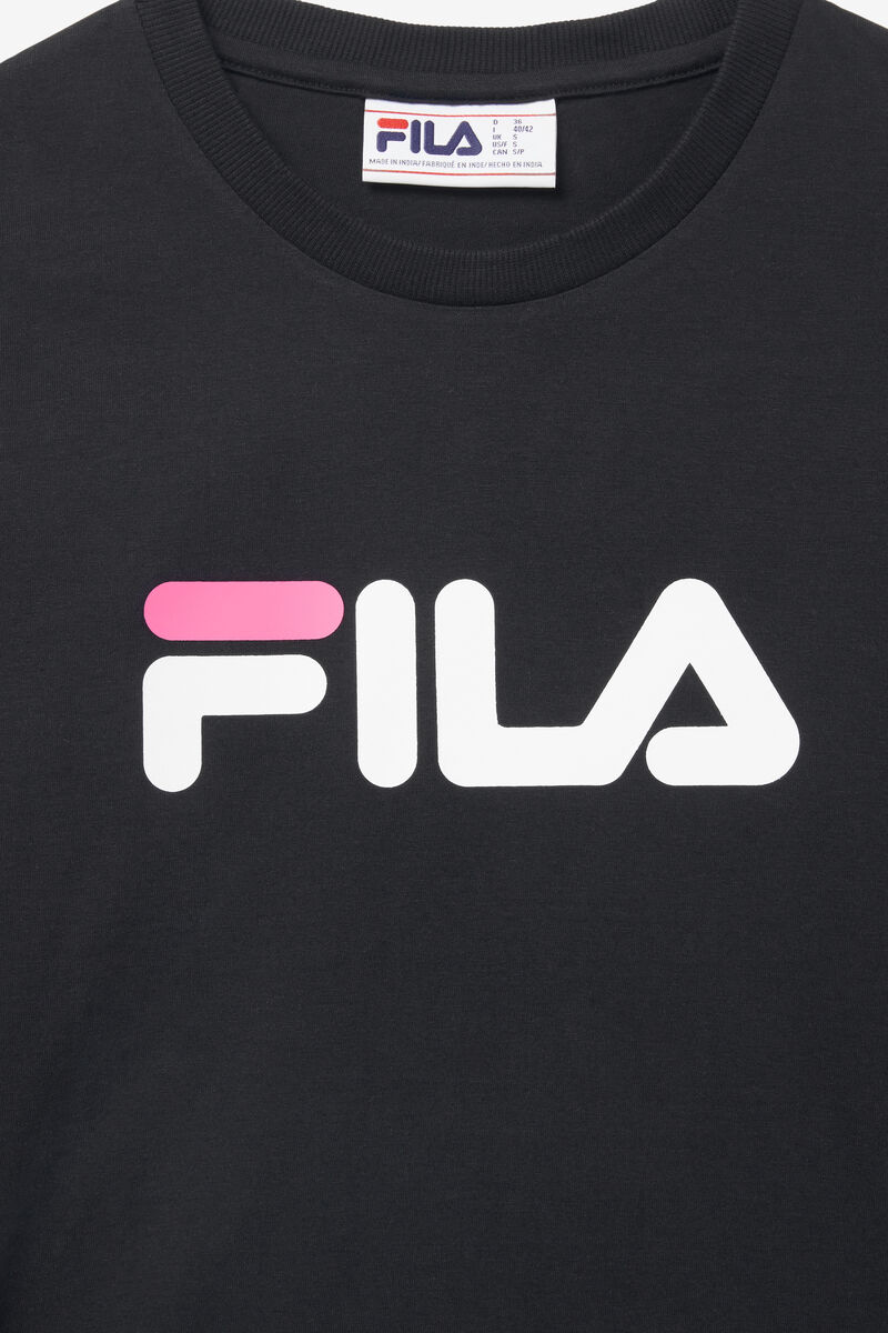 Black / White / Pink Women's Fila Miss Eagle T Shirts | QiGV1ASAa6G