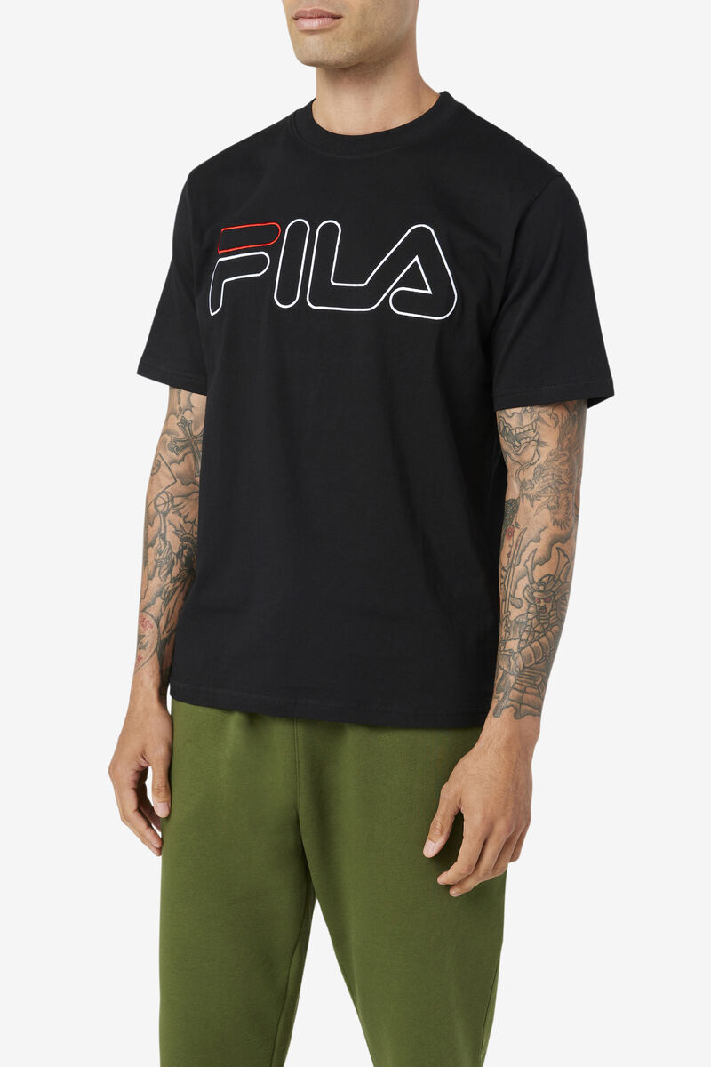 Black / White / Red Men's Fila Borough T Shirts | 1ve7Gs8dJSs