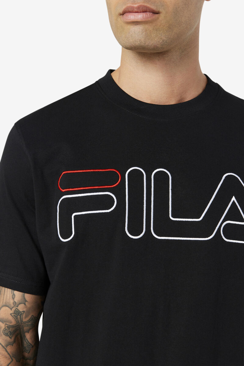 Black / White / Red Men's Fila Borough T Shirts | 1ve7Gs8dJSs