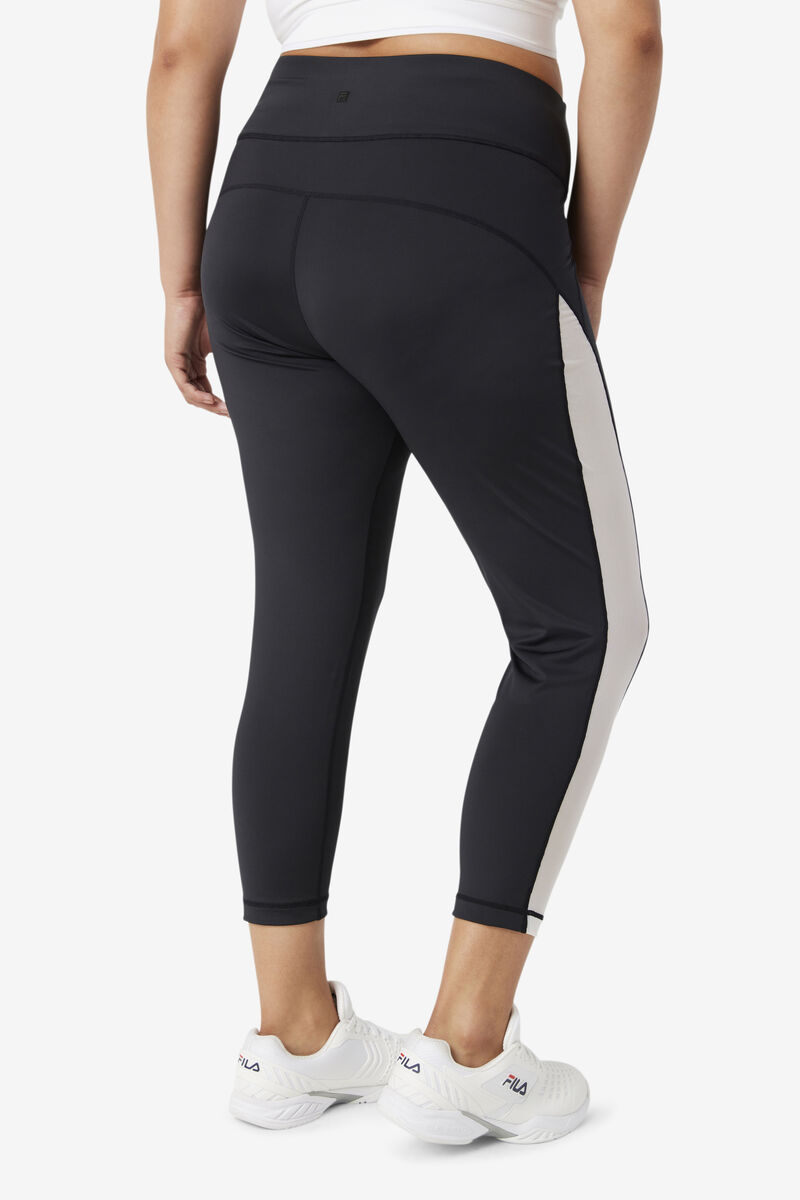 Black / White Women's Fila Forza Contrast 7/8 Leggings Leggings | YgI4mJpJaFY