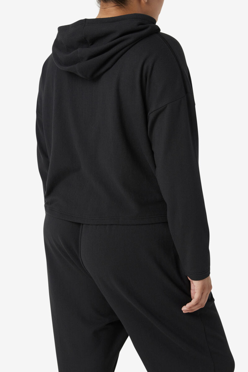 Black Women's Fila Fi-lux Cropped Hoodie Hoodies | U8RmhFo5rUK