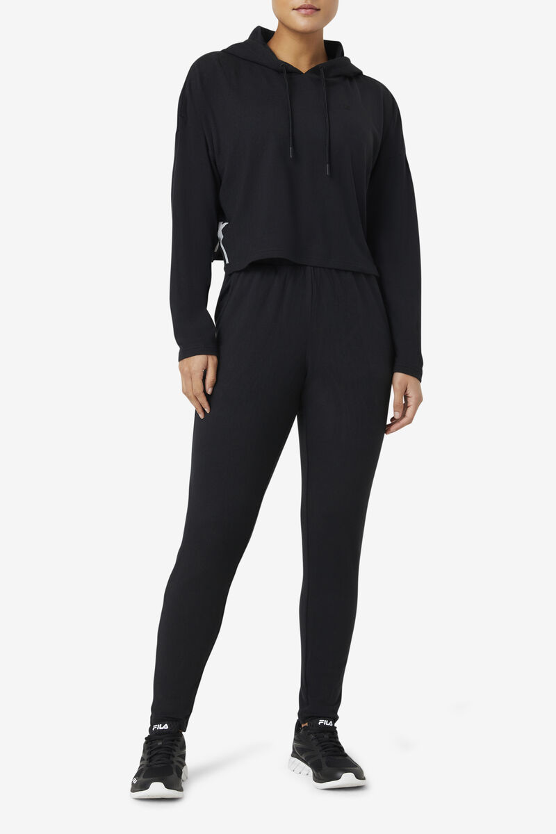 Black Women's Fila Fi-lux Cropped Hoodie Hoodies | l3mpwuM6qpq