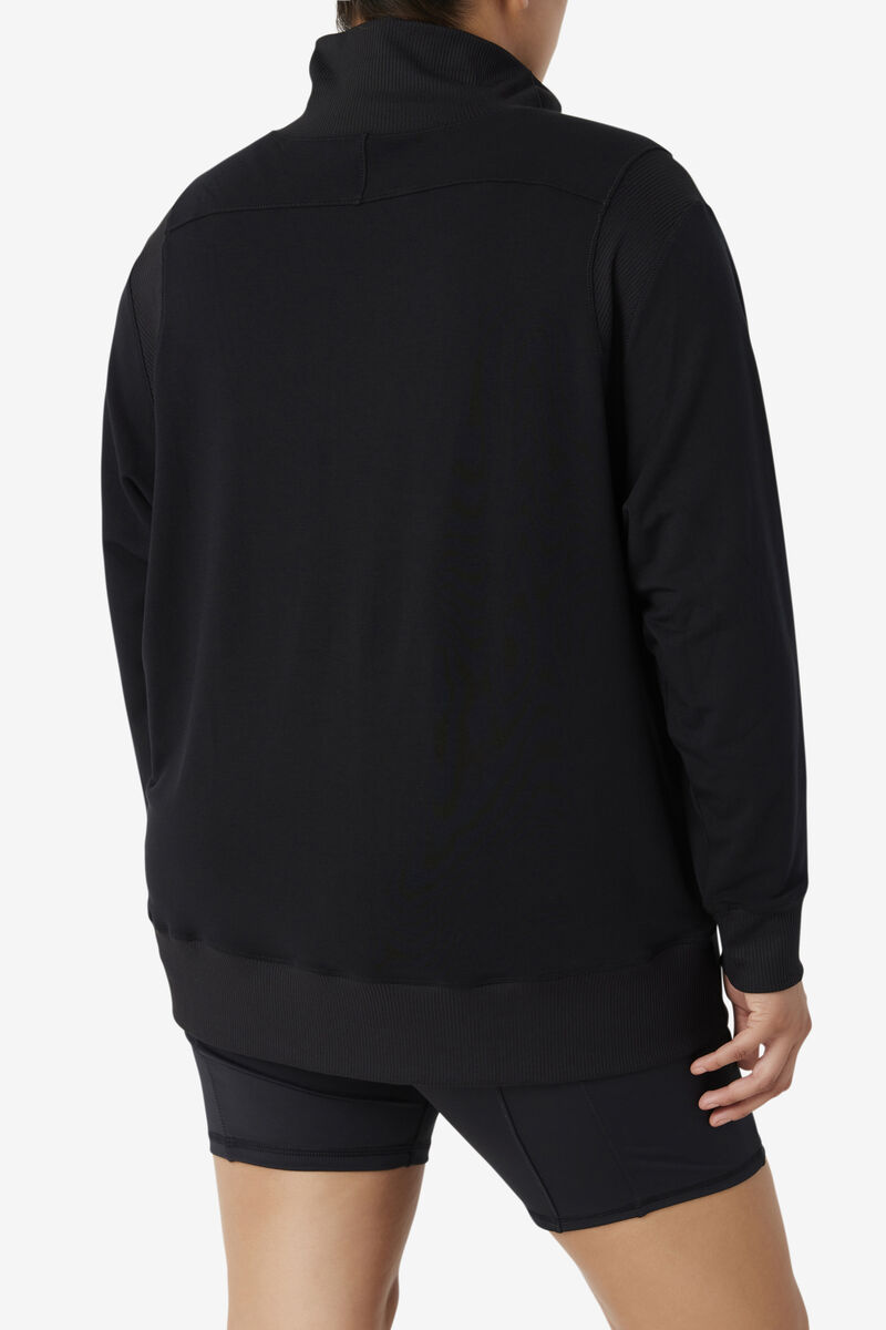 Black Women's Fila Fi-lux Half Zip Sweatshirts | KpnFyw9UVyF