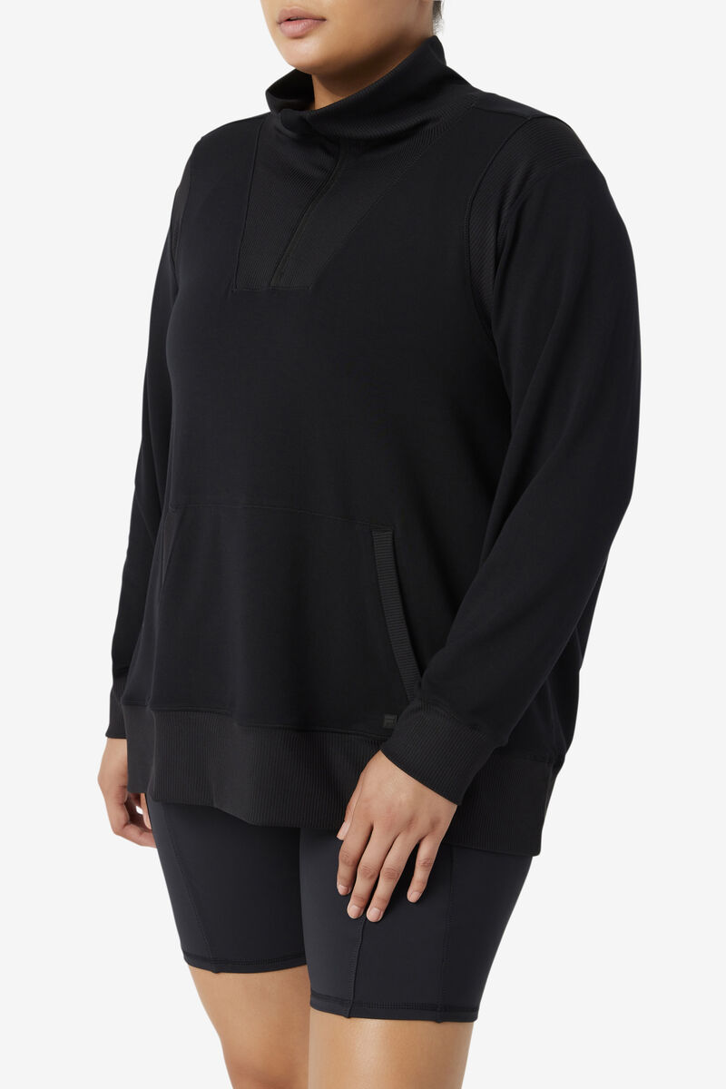 Black Women's Fila Fi-lux Half Zip Sweatshirts | KpnFyw9UVyF