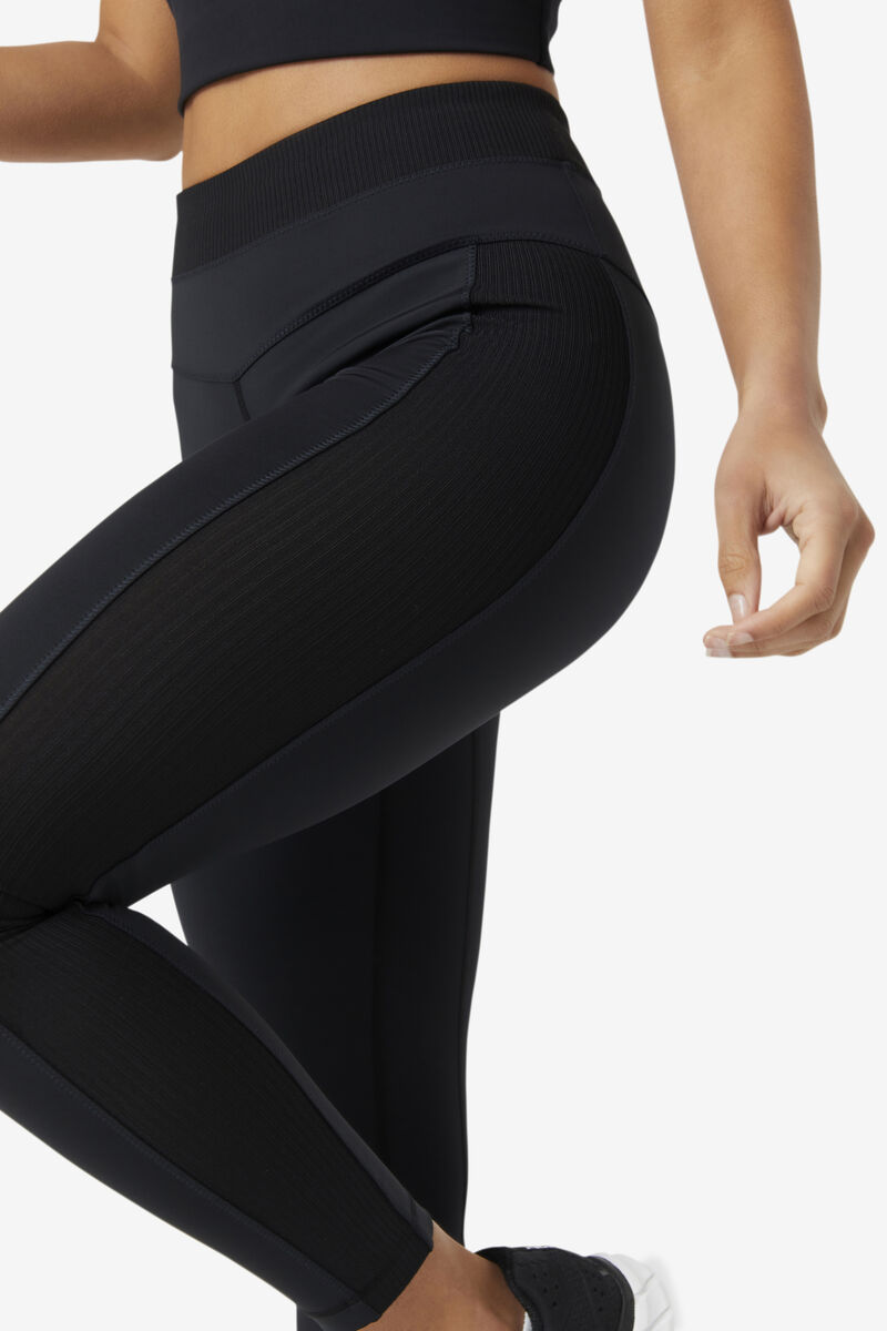 Black Women's Fila Forza Texture High Waist Legging Leggings | N5D14VrrSrU