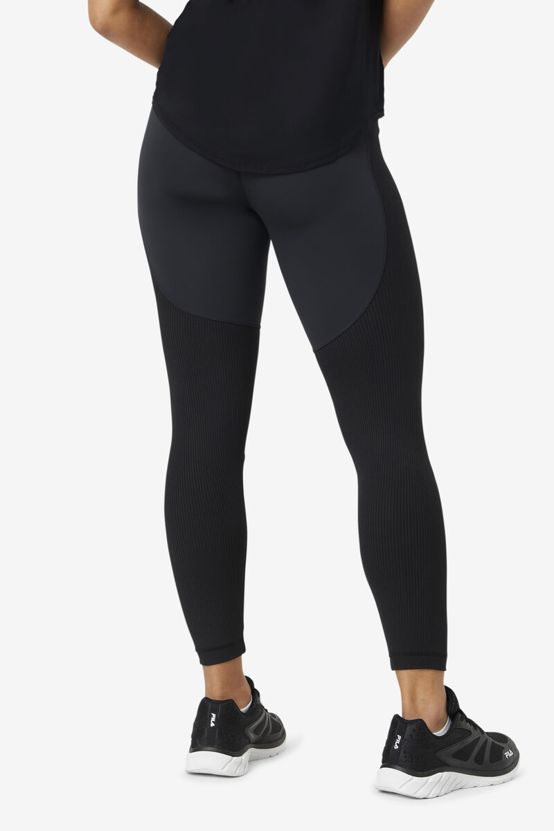 Black Women's Fila Forza Textured Long Legging Leggings | J7SK3TPt6pz