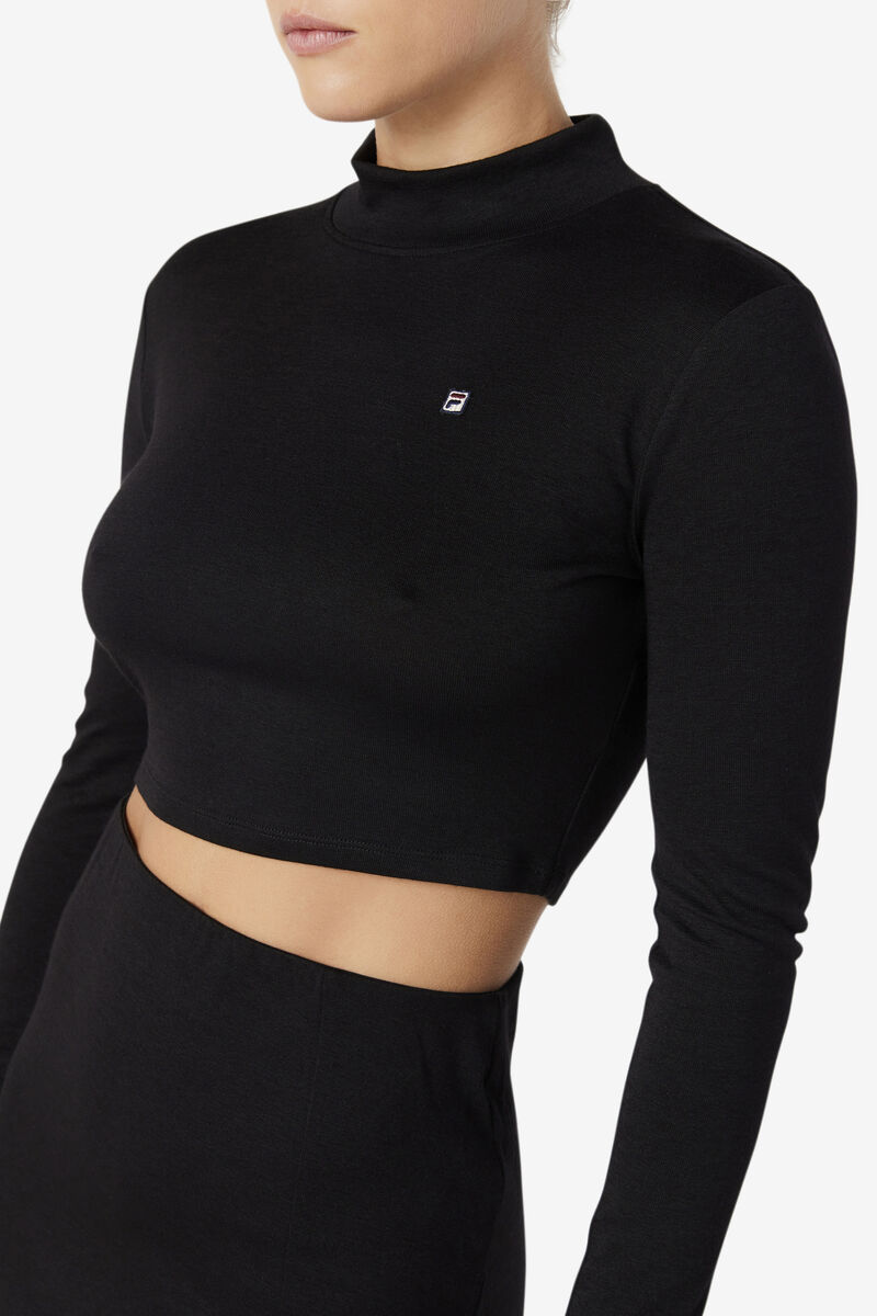 Black Women's Fila Luise Turtleneck Top T Shirts | SOPWqLNEzWH