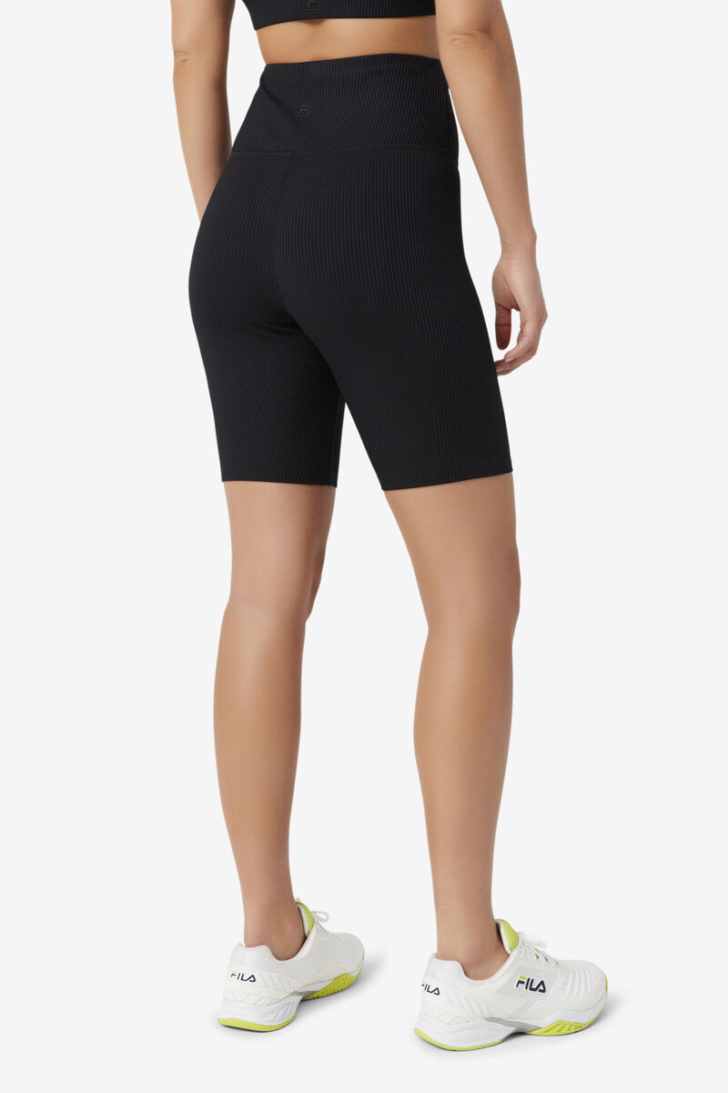 Black Women's Fila Ribbed Essentials | Cam High Rise Bike Short Shorts | B7xoavFdyk3