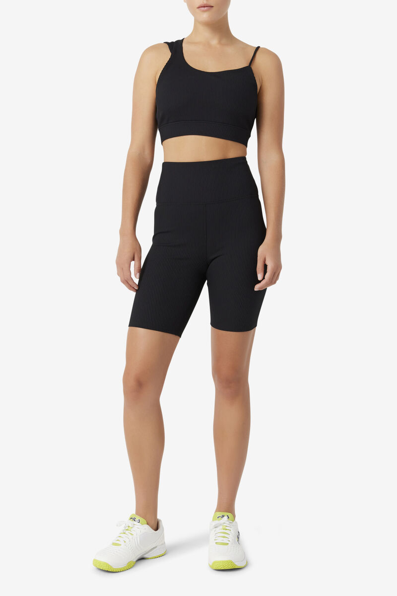 Black Women's Fila Ribbed Essentials | Cam High Rise Bike Short Shorts | B7xoavFdyk3