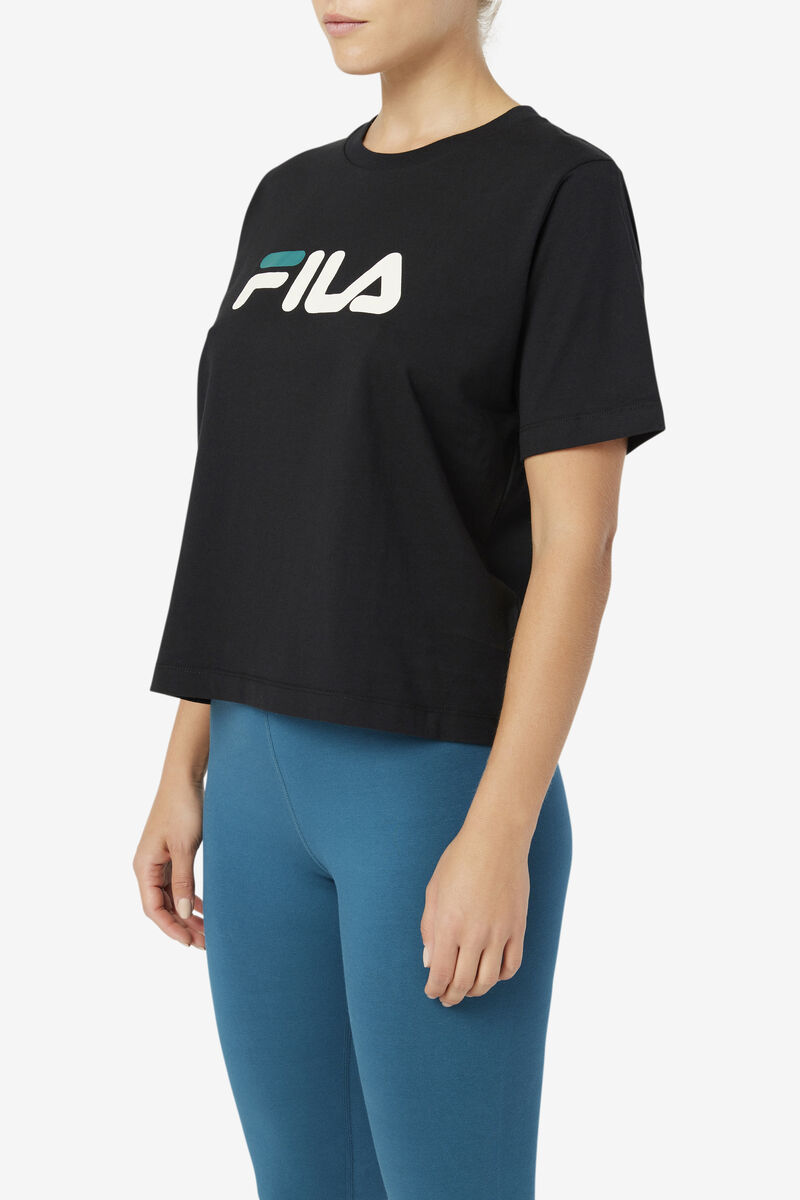 Black Women's Fila Thea T Shirts | CunIpIseb1k