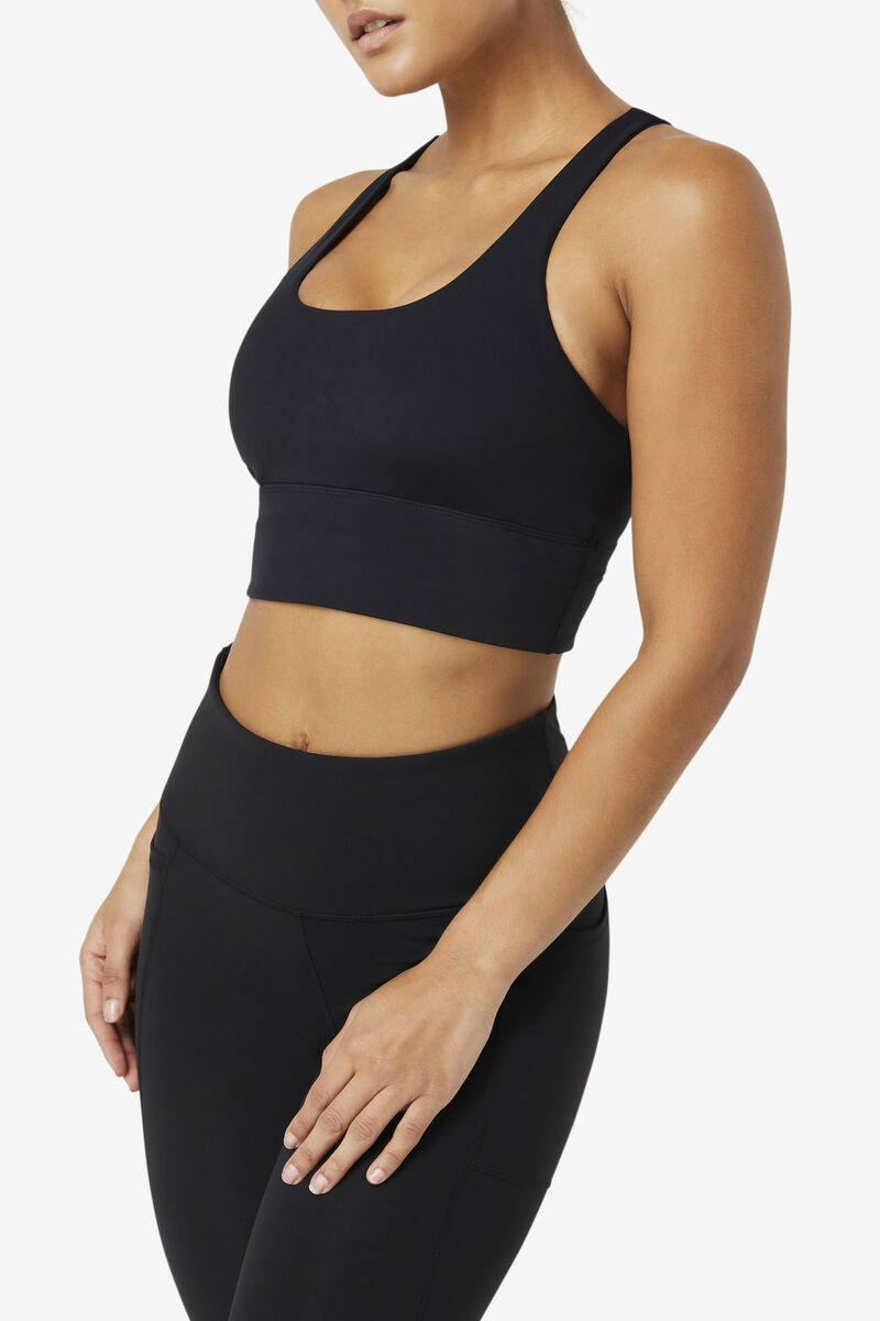 Black Women's Fila Uplift Cross Back Bra Top Sports Bra | NzkVSfAwEJD