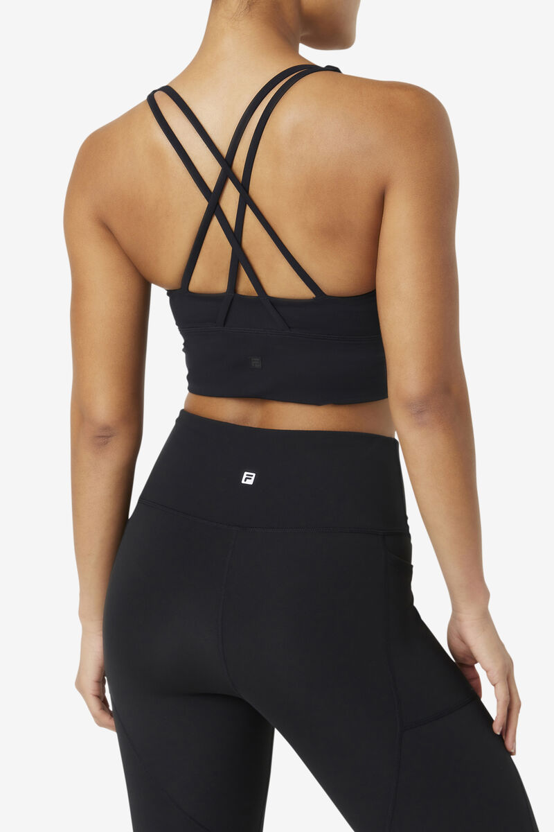 Black Women's Fila Uplift Cross Back Bra Top Sports Bra | NzkVSfAwEJD