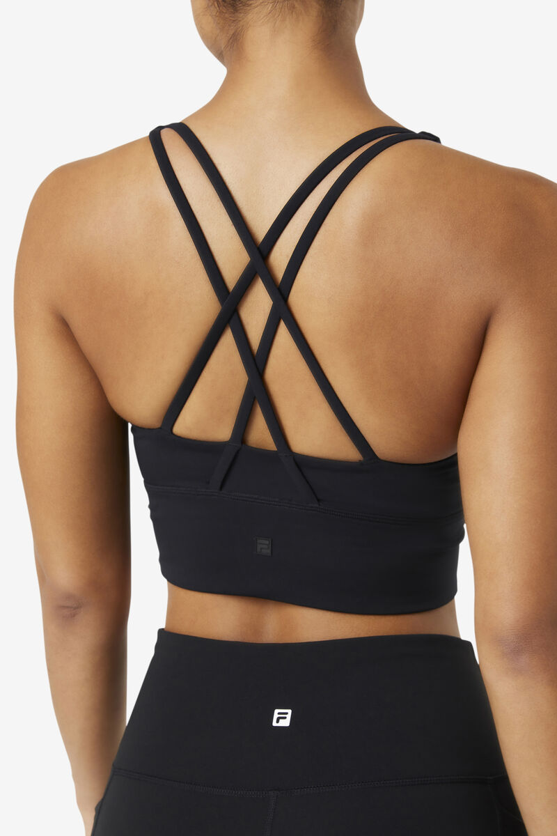 Black Women's Fila Uplift Cross Back Bra Top Sports Bra | NzkVSfAwEJD