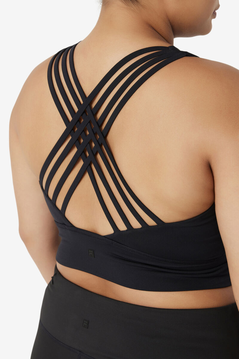 Black Women's Fila Uplift High Neck Sports Bra Sports Bra | FcelRMjKJAY