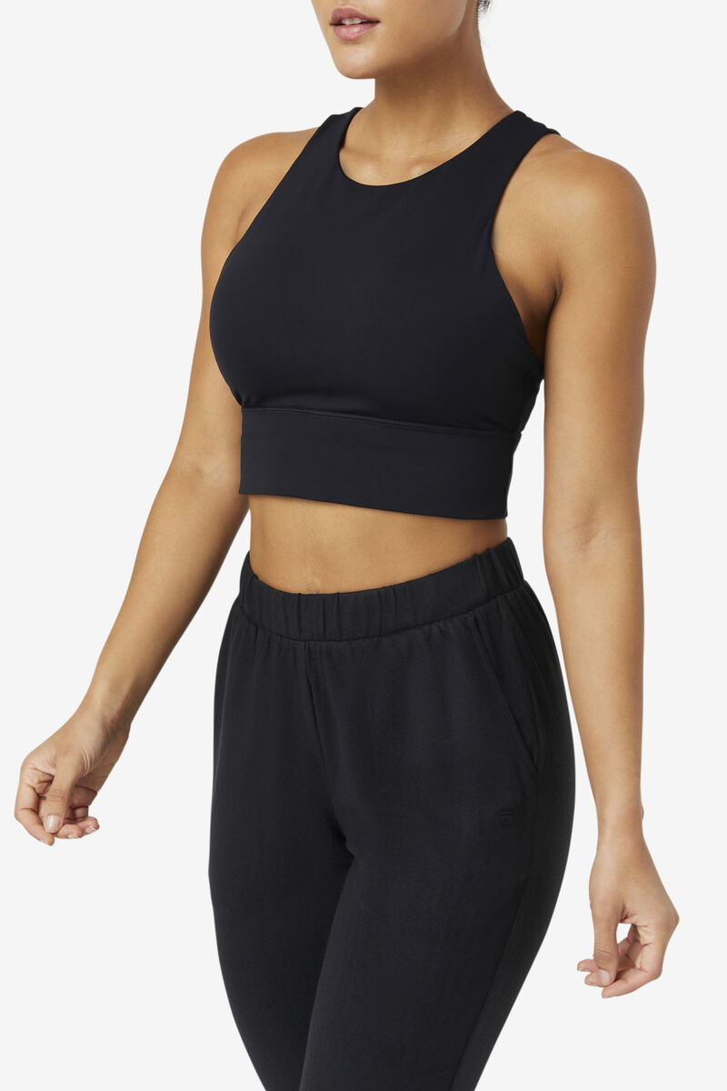 Black Women's Fila Uplift High Neck Sports Bra Sports Bra | HXlm1iqCzjR