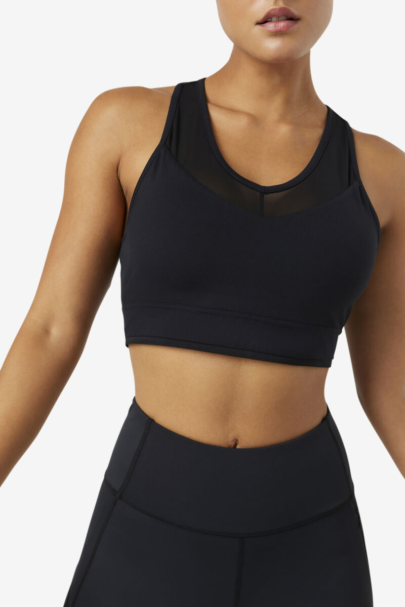 Black Women's Fila Uplift Racerback Bra Top Sports Bra | kldz3OX5jML