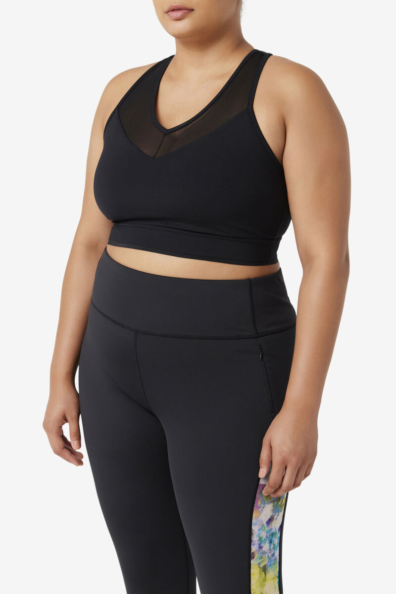 Black Women's Fila Uplift Racerback Bra Top Sports Bra | sQgaNGtmH3d