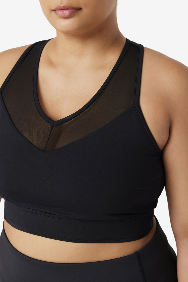 Black Women's Fila Uplift Racerback Bra Top Sports Bra | sQgaNGtmH3d