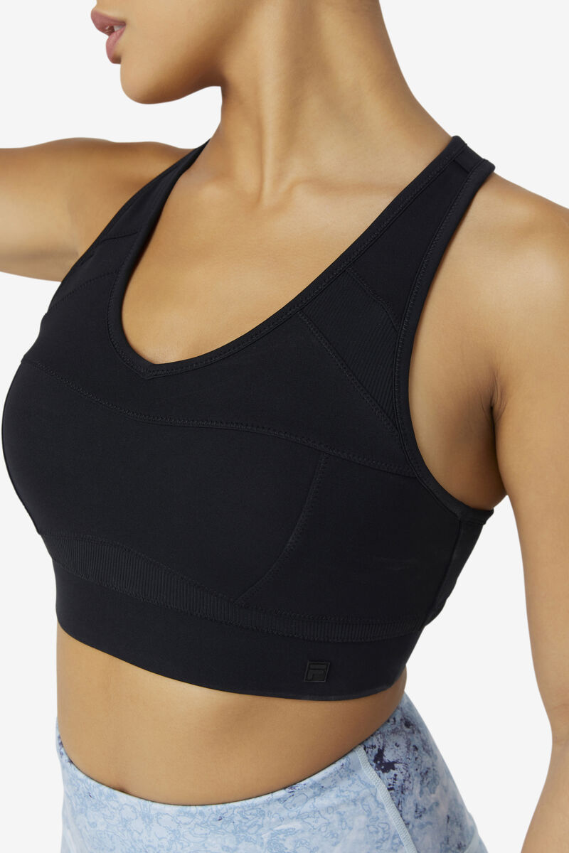 Black Women's Fila Uplift Racerback Sports Bra Sports Bra | T3bUsGdGVHg