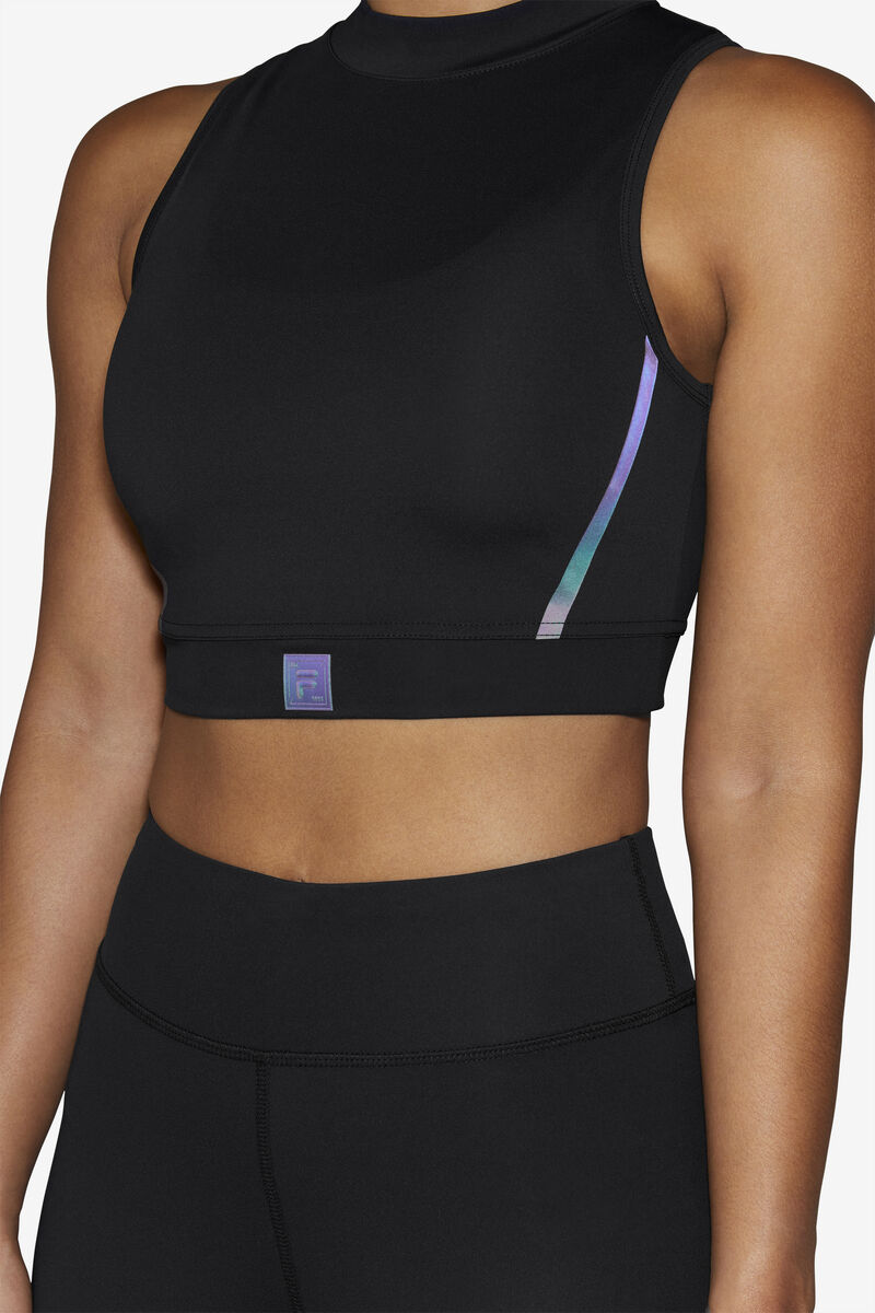 Black Women's Fila Zola Crop Top T Shirts | kqDFeAZJfQd