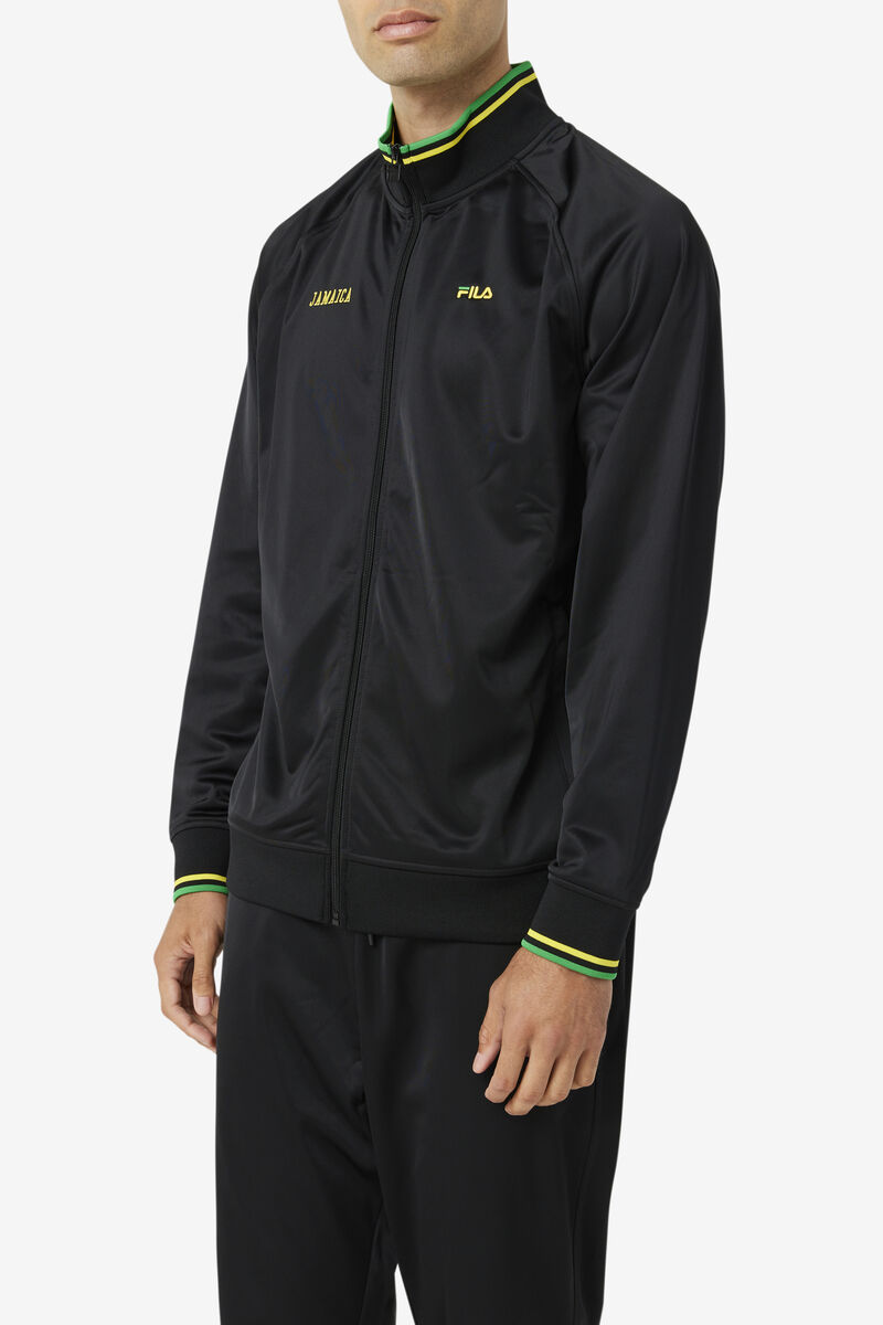 Black / Yellow / Green Men's Fila Jamaica Track Jacket Jackets | 42vobjMSVU6