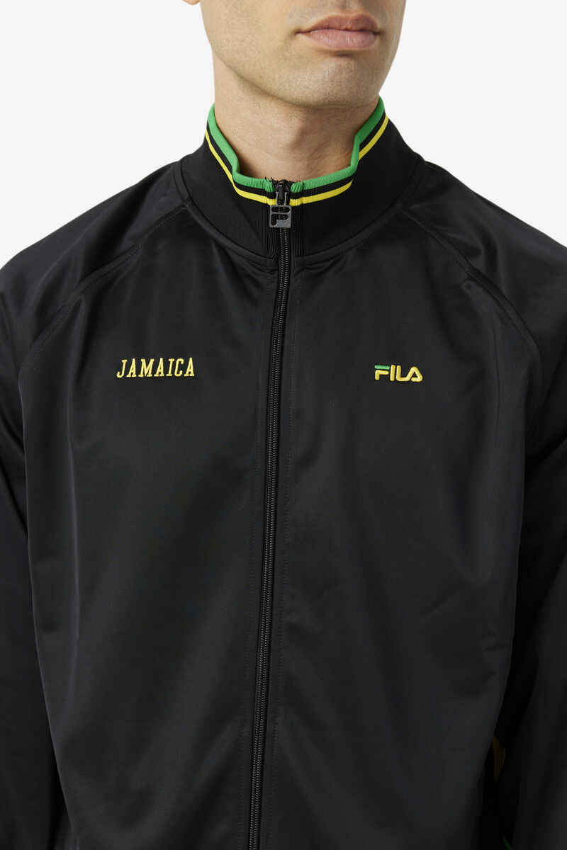 Black / Yellow / Green Men's Fila Jamaica Track Jacket Jackets | 42vobjMSVU6