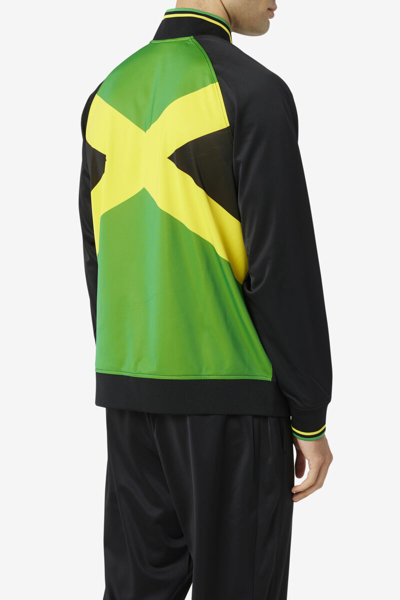 Black / Yellow / Green Men's Fila Jamaica Track Jacket Tracksuits | Z4G7pnYj7IQ