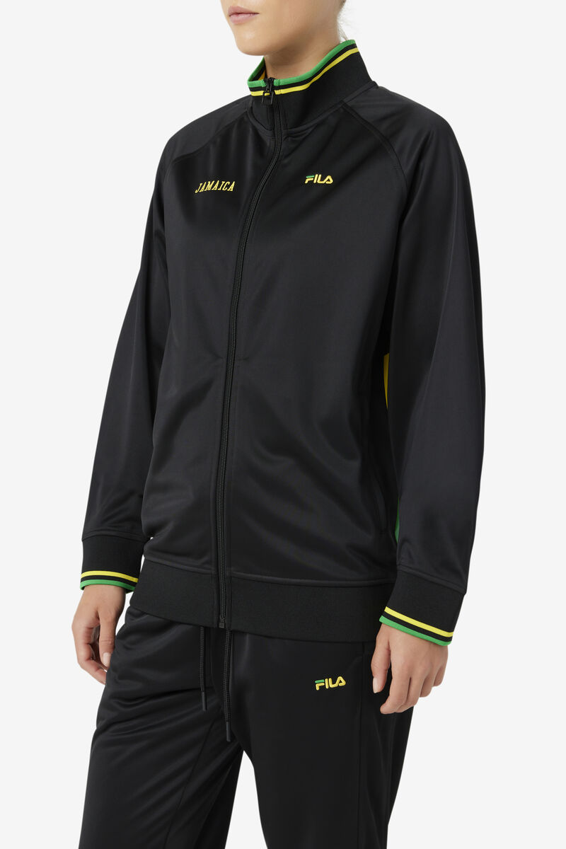 Black / Yellow / Green Men's Fila Jamaica Track Jacket Tracksuits | Z4G7pnYj7IQ