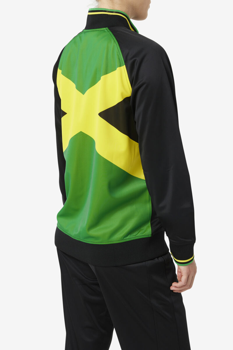 Black / Yellow / Green Men's Fila Jamaica Track Jacket Tracksuits | Z4G7pnYj7IQ