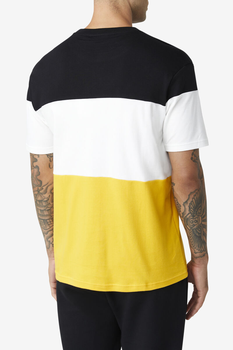 Black / Yellow / White Men's Fila Johnson T Shirts | 3Od4NnKk3cd