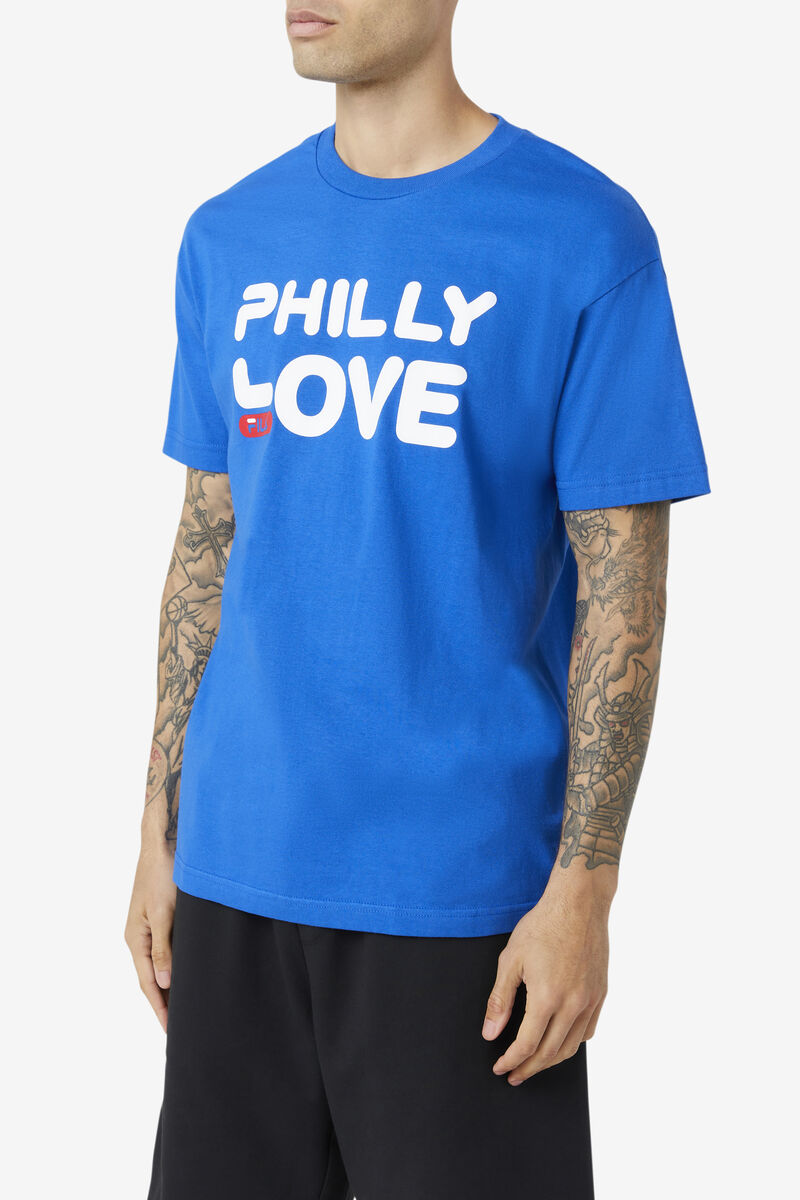 Blue / Blue Men's Fila Philly Love T Shirts | 29jkf6ckEm1