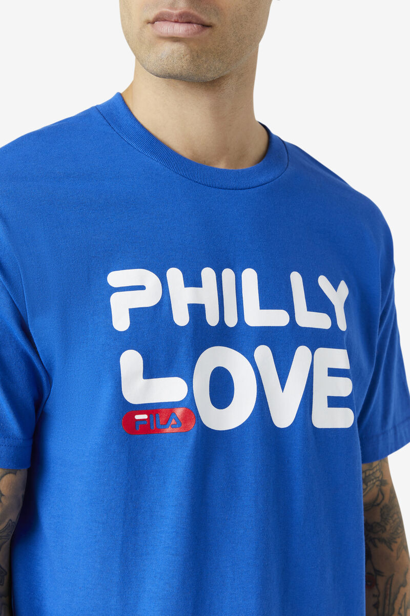 Blue / Blue Men's Fila Philly Love T Shirts | 29jkf6ckEm1