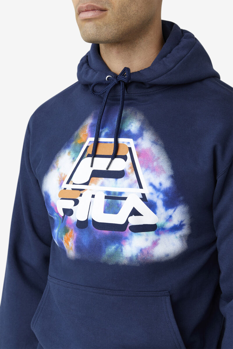 Blue Men's Fila Dracen Tie Dye Hoodie Hoodies | VBlY4HsQlS8