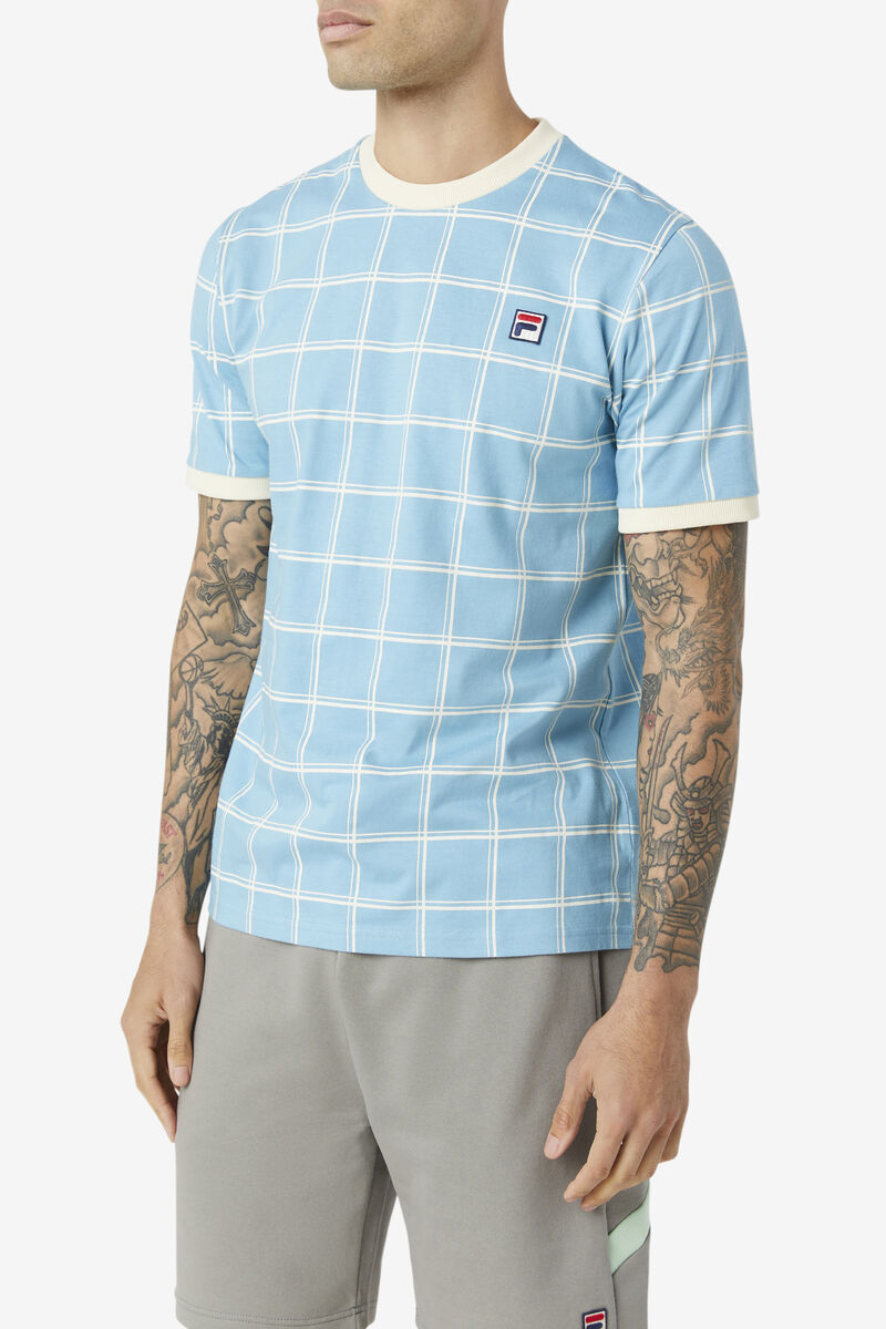 Blue Men's Fila Slate Ringer T Shirts | rvb2d3nInXq