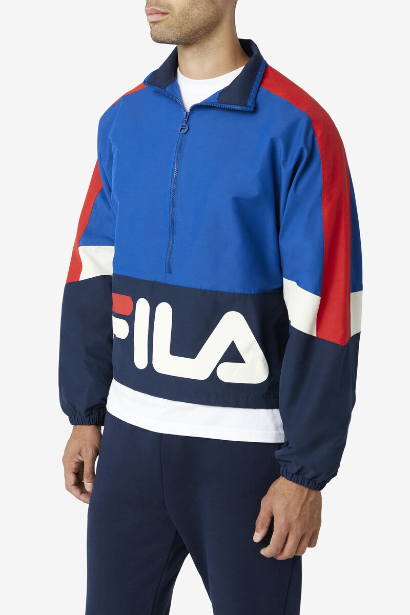 Blue / Navy / Red Men's Fila Reid Track Jacket Tracksuits | H3dGpSBHEpg