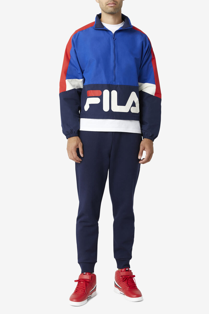 Blue / Navy / Red Men's Fila Reid Track Jacket Tracksuits | H3dGpSBHEpg