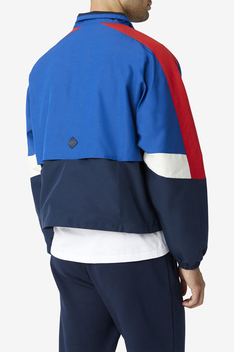 Blue / Navy / Red Men's Fila Reid Track Jacket Tracksuits | H3dGpSBHEpg